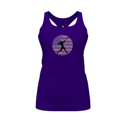 [FT0TRBPP-FYS-LOGO2] Decker Racerback Tank Top (Female Youth S, Purple, Logo 2)