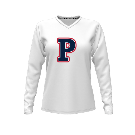 [FTLVPTWH-FYXS-LOGO3] Decker Performance T-Shirt (Female Youth XS, White, V Neck, Logo 3, Long Sleeve)