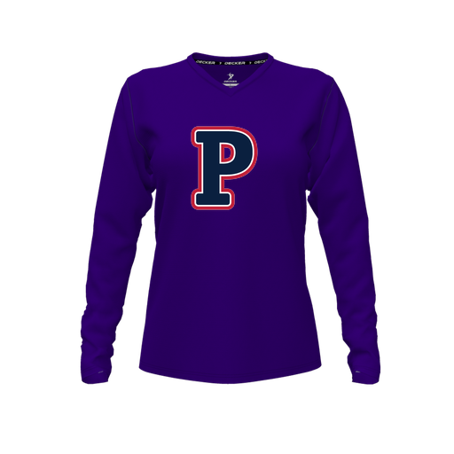 [FTLVPTPP-FYXS-LOGO3] Decker Performance T-Shirt (Female Youth XS, Purple, V Neck, Logo 3, Long Sleeve)